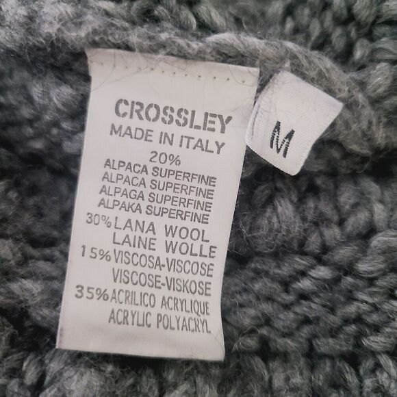 Crossley Womens Wool Chunky Knit Sweater M Alpaca Blend Turtleneck Pullover Gray - Picture 7 of 10